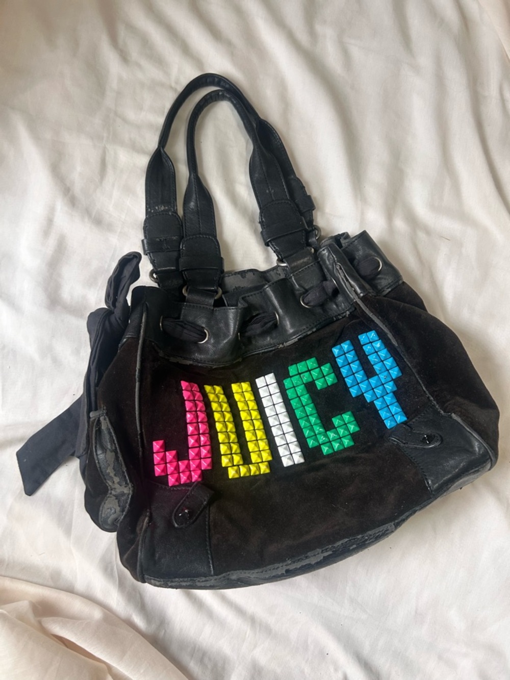 Juicy Couture Daydreamer Black Studded Logo Vintage Purse